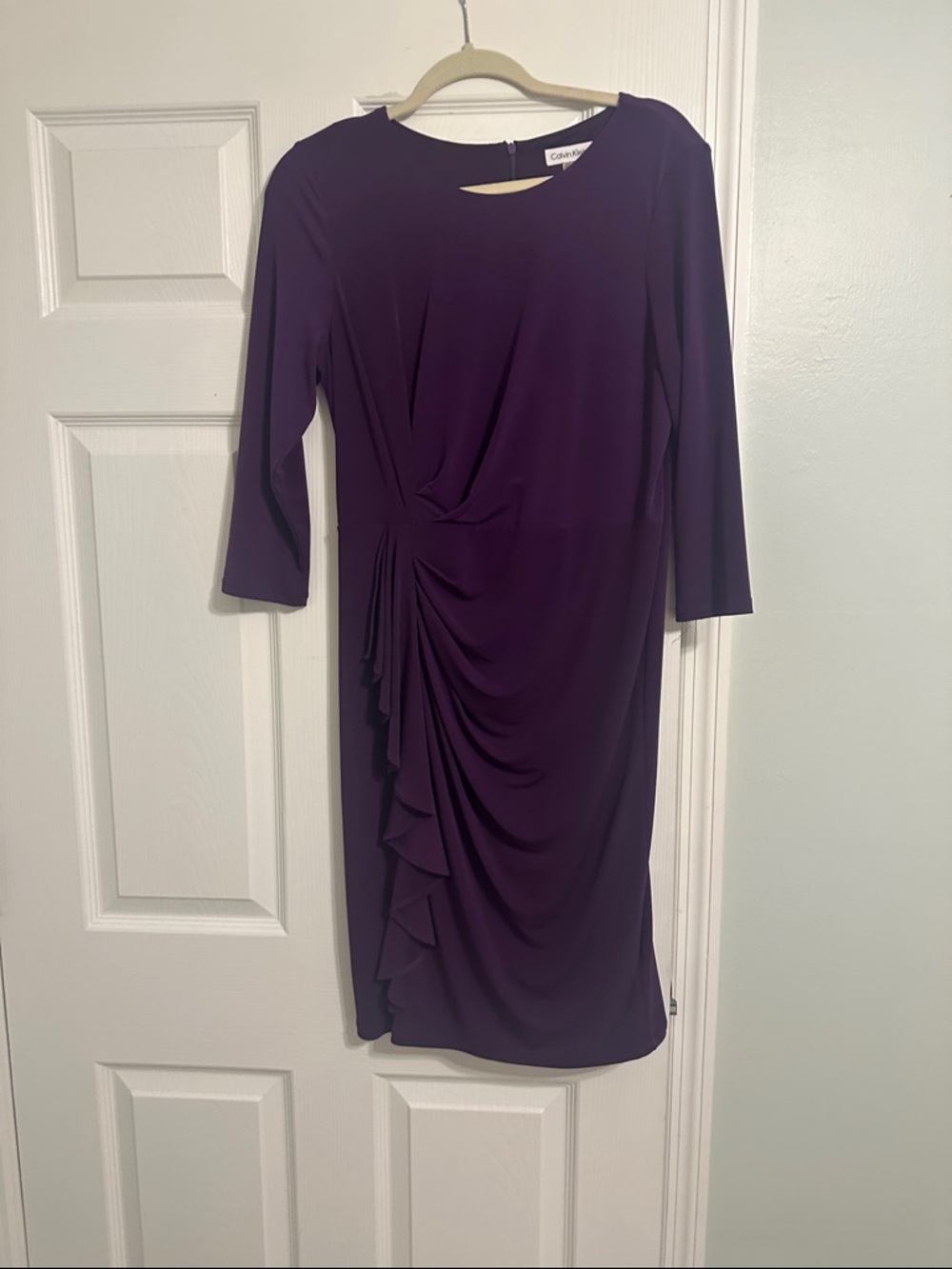 Calvin Klein Deep Purple Ruched Midi Dress